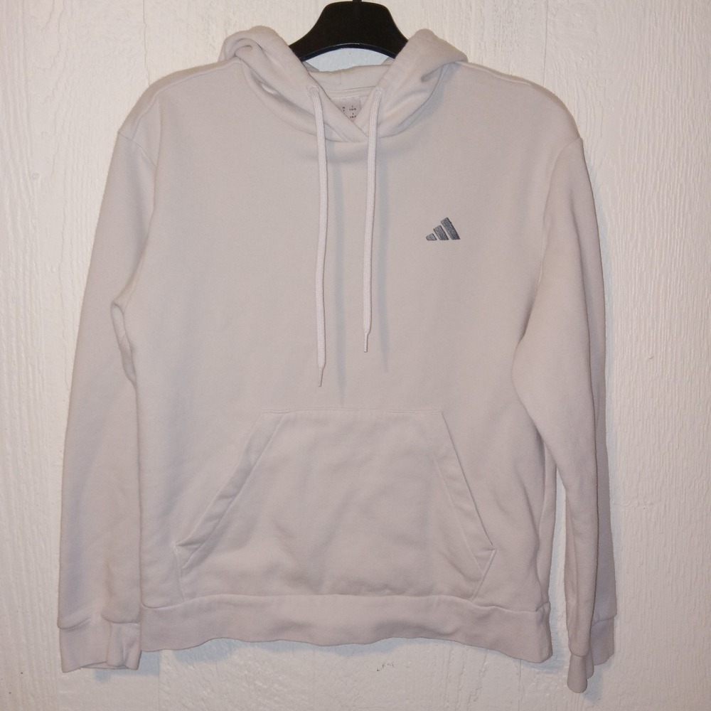 Adidas Essentials Feelcozy Hoodie Mens S Beige Fleece Pullover